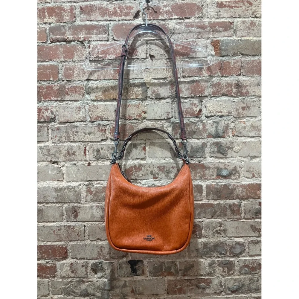 COACH Jules Hobo Sunset‎ Pebble Leather Snake Embossed Straps Purse C1571 - Picture 3 of 16